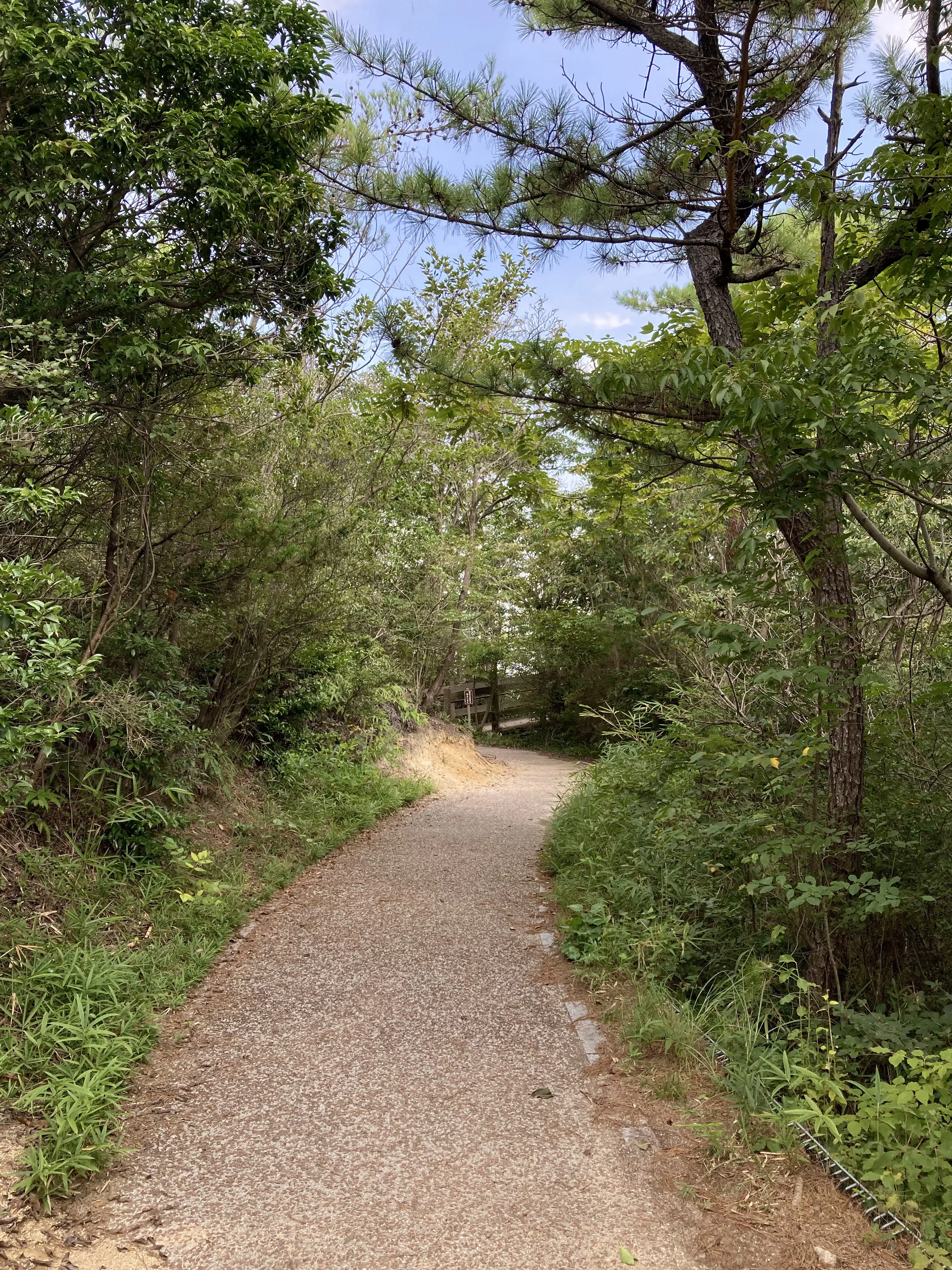 鬼ノ城の復元西門と版築土塁。総社平野を見下ろす。