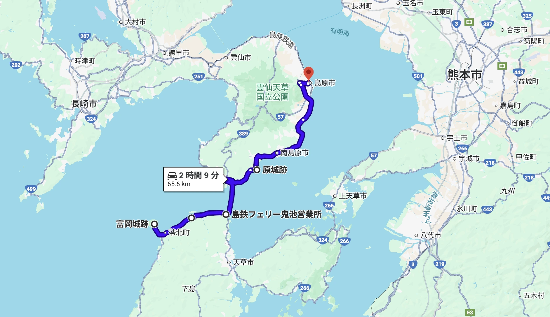 天草・富岡城から原城・島原城へ続く海の攻城ルートのイメージ
