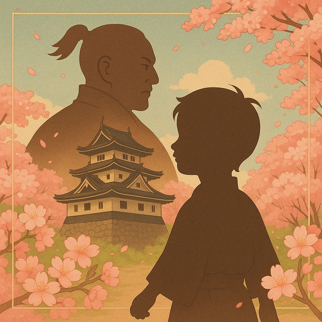 岡崎城と桜、幼い竹千代と未来の家康を象徴する光を描いたバラードカバー画像